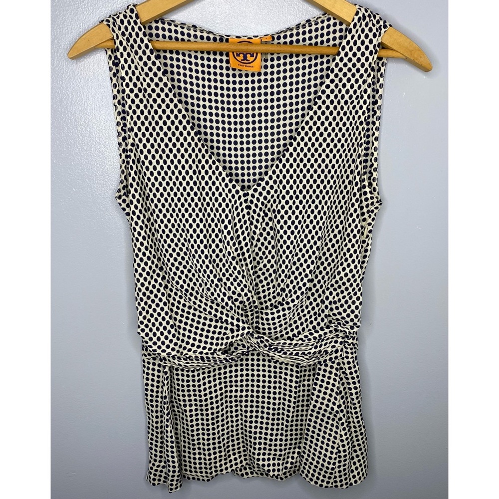 TORY BURCH Tan and Black Silk Tank Top